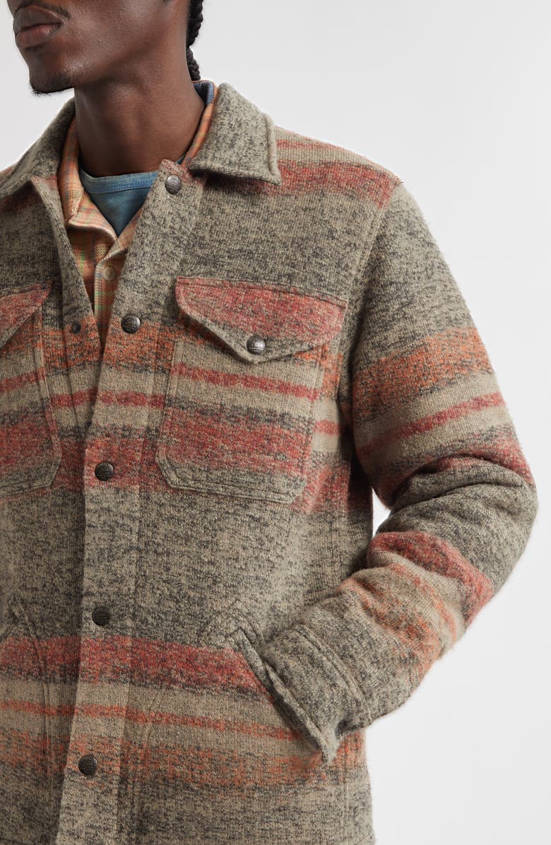 Double RL Stripe Wool Blend Knit Jacket, Alternate, color, Red/ Multi