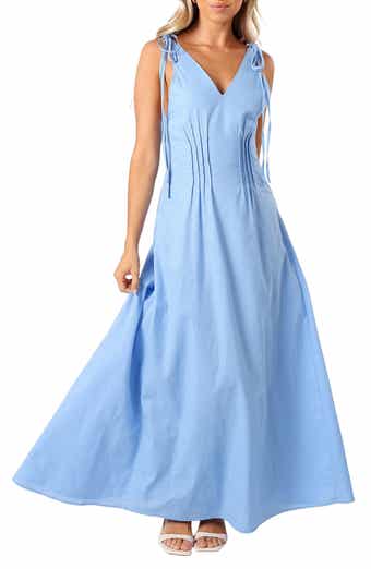 Petal & Pup Lainey Tie Strap Cotton & Linen Maxi Dress