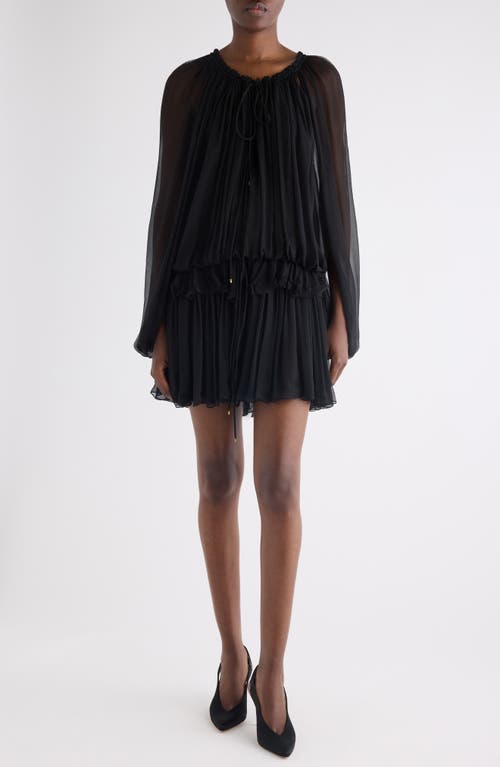 Chloé Long Sleeve Organic Silk Muslin Cape Minidress In Black