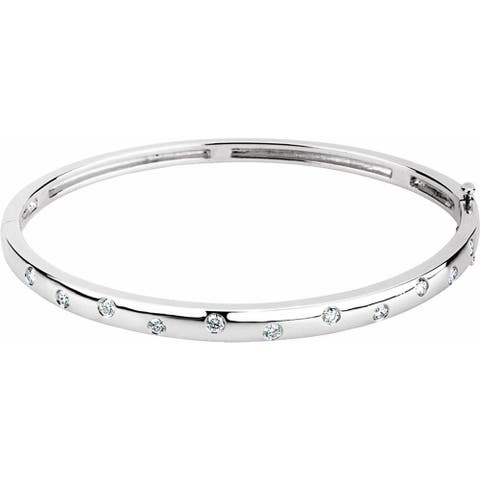 1/2 Ct Natural Diamond Bangle In 14k Gold