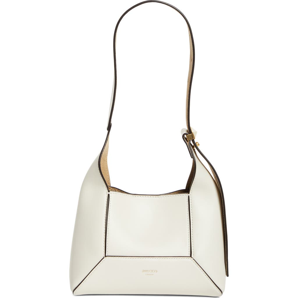 Jimmy Choo Small Diamond Hobo Leather Shoulder Bag In Latte/gold