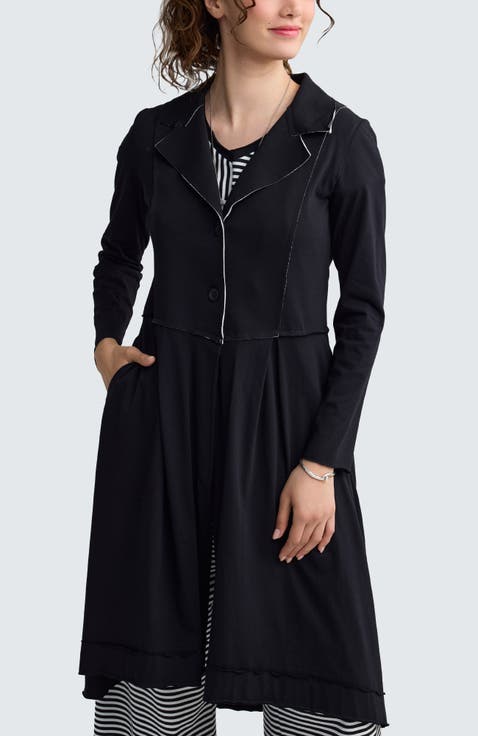 Ysolde Contrast-Stitch Long Jacket