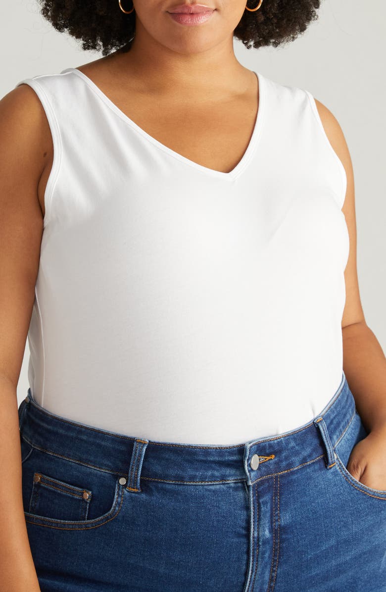 Universal Standard Double V Stretch Cotton Tank, Alternate, color, White