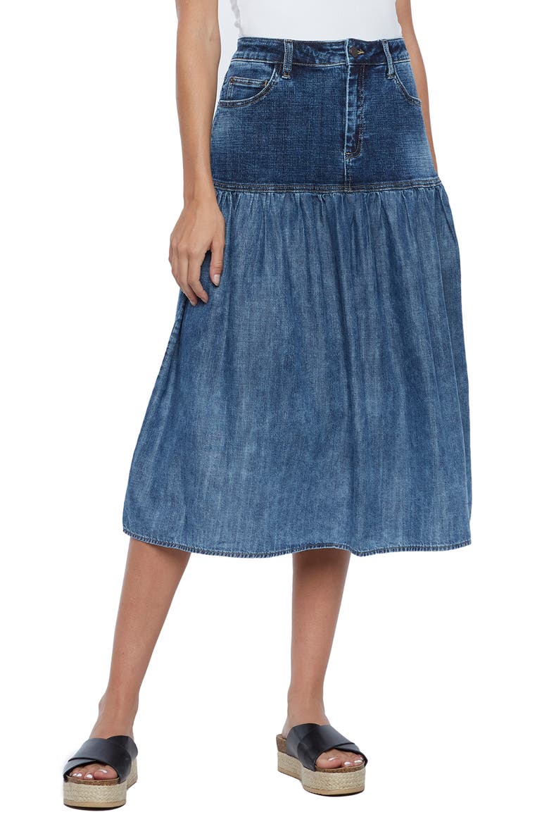 Sway Denim Skirt, Main, color, TURF BLUE