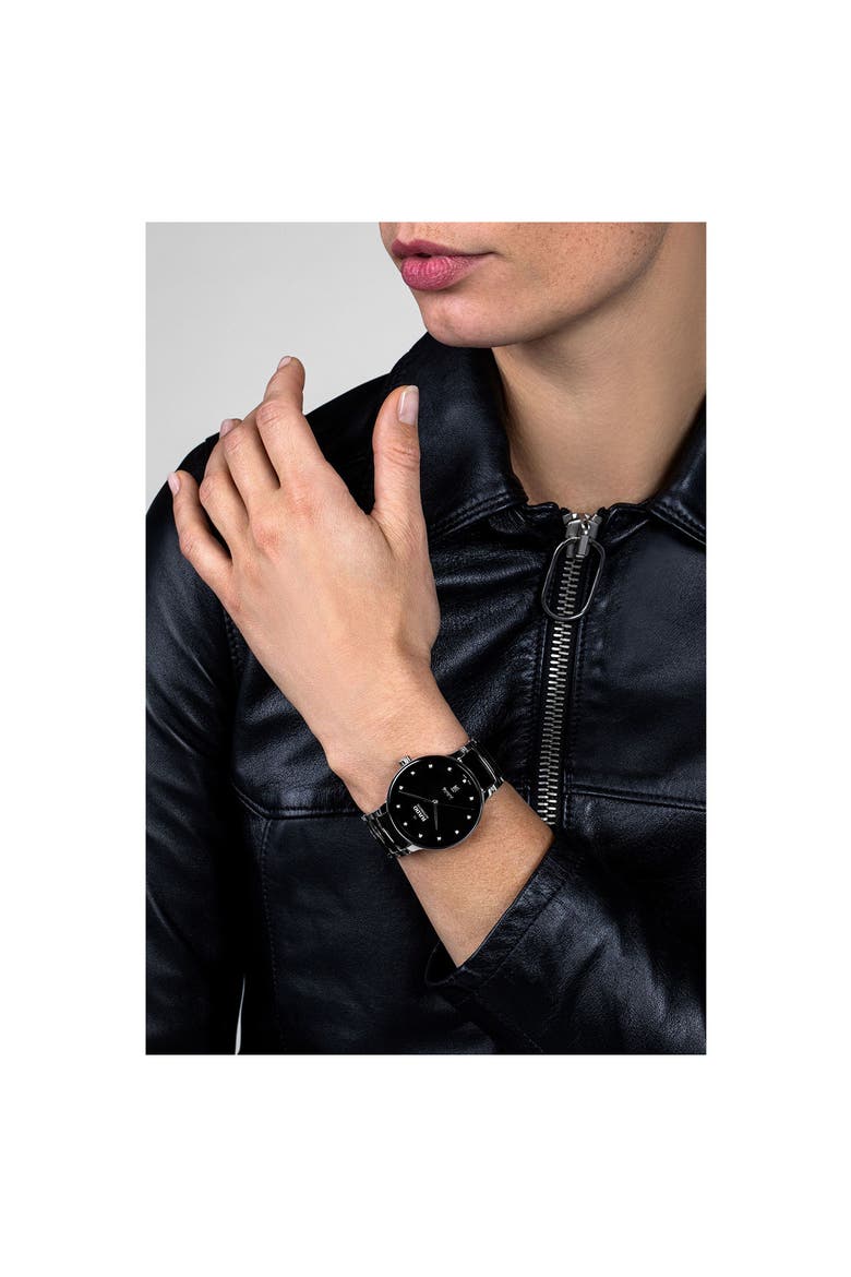 Centrix Diamond Automatic Bracelet Watch, 39.5mm, Alternate, color, BLACK