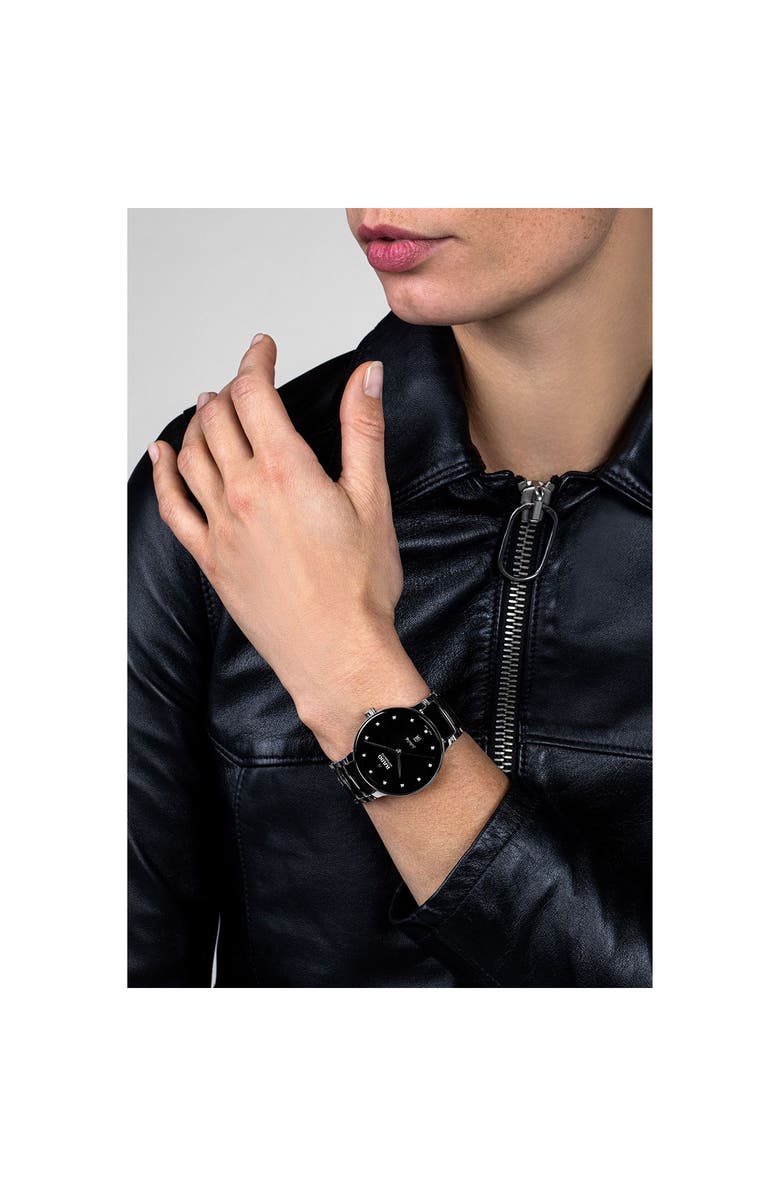 RADO Centrix Diamond Automatic Bracelet Watch, 39.5mm, Alternate, color, Black