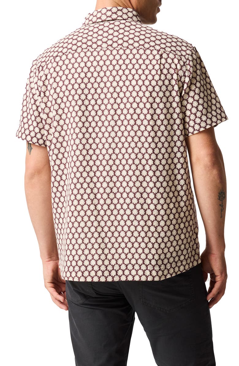 Rodd & Gunn Nelson Creek Neat Floral Print Short Sleeve Cotton Button-Up Shirt, Alternate, color, Burgundy