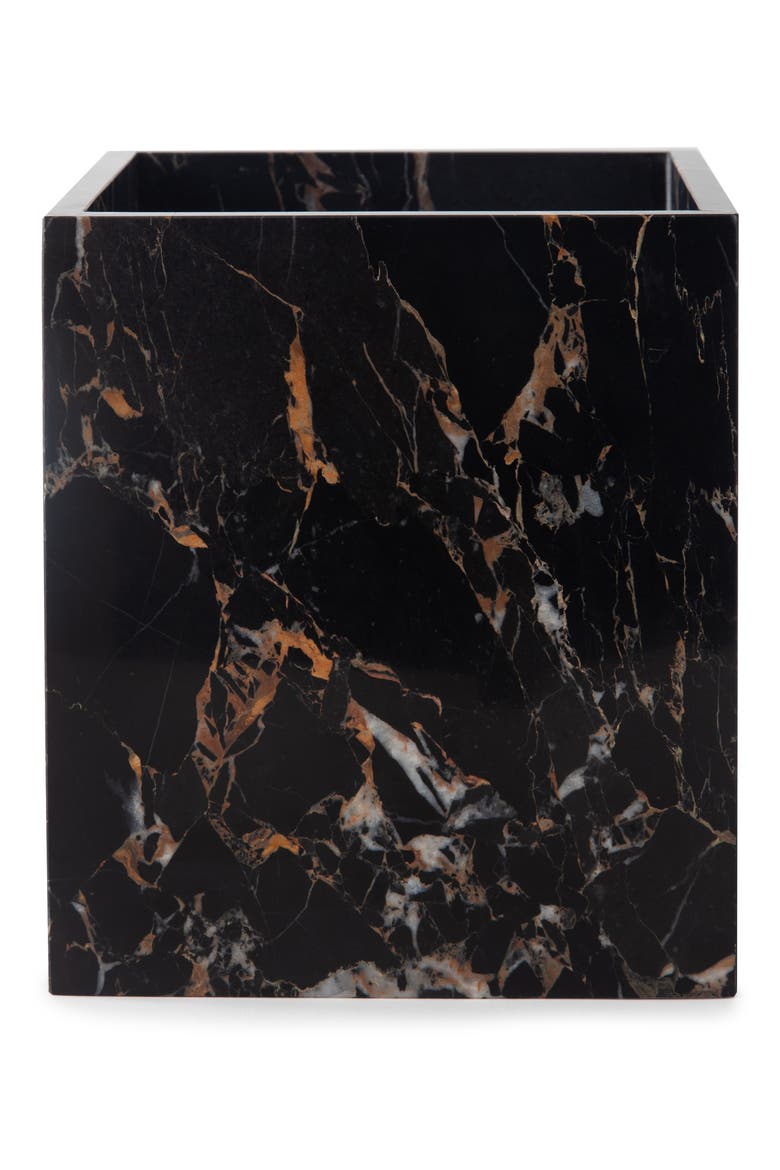Athenas Marble Waste Basket, Alternate, color, BLACK/ GOLD
