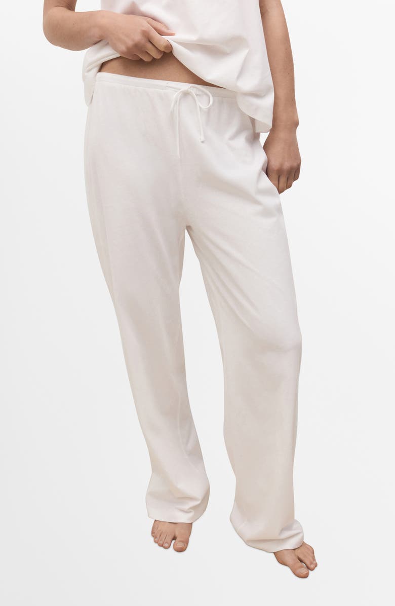 MANGO Cotton Pajama Pants, Main, color, White