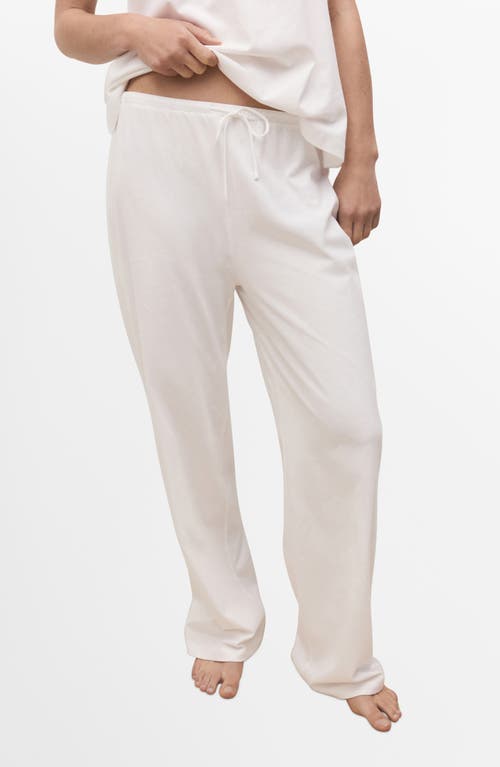 Mango Cotton Pajama Pants In White
