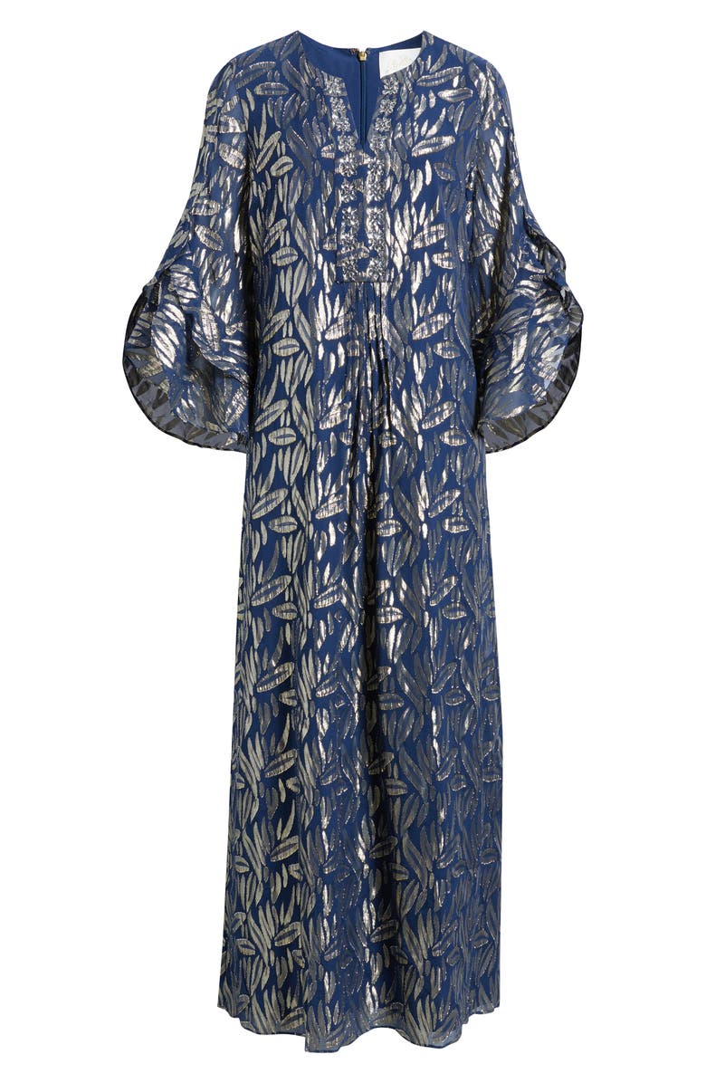 Lilly Pulitzer<sup>®</sup> Bellina Silk Maxi Dress, Alternate, color, Navy Leafy Babe
