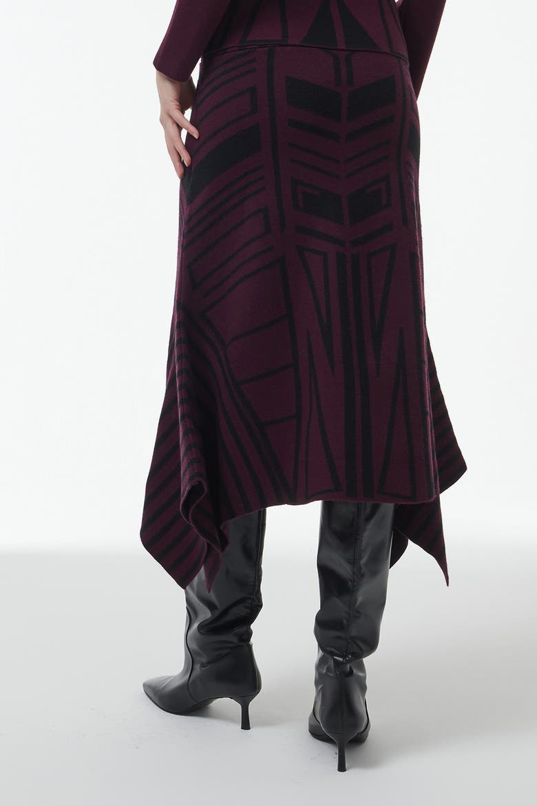 Geometric Jacquard Handkerchief Skirt, Alternate, color, Red