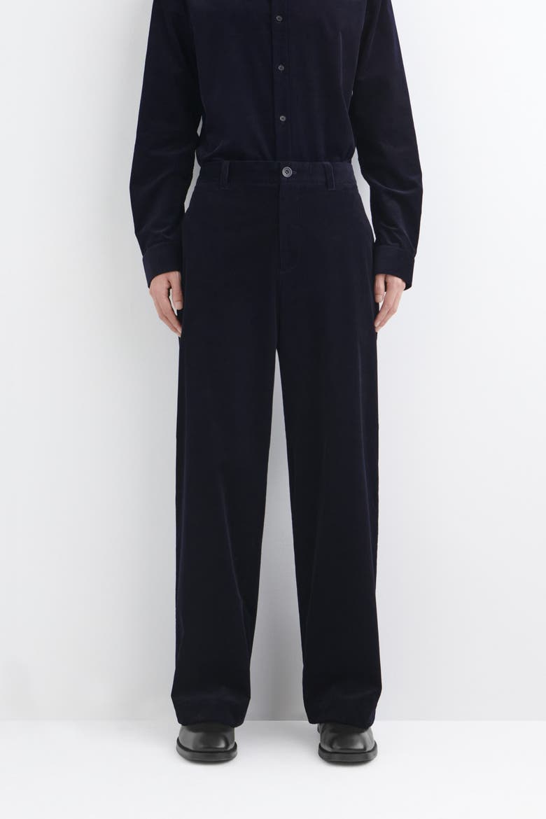Corduroy Relaxed-fit Wide-leg Trousers, Alternate, color, NAVY