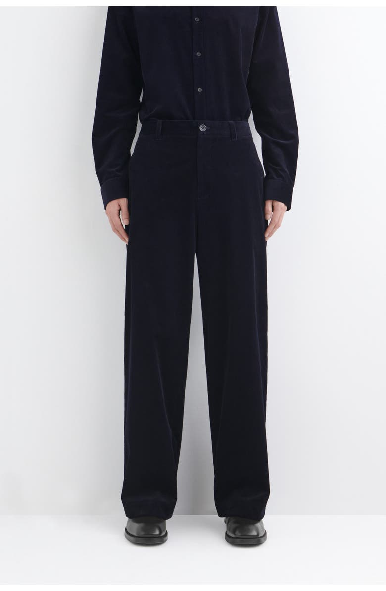 COS Corduroy Relaxed-fit Wide-leg Trousers, Alternate, color, Navy