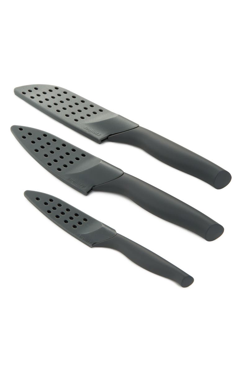 BergHOFF DiNA Vector 3-Piece Knives & Covers Set, Alternate, color, Grey
