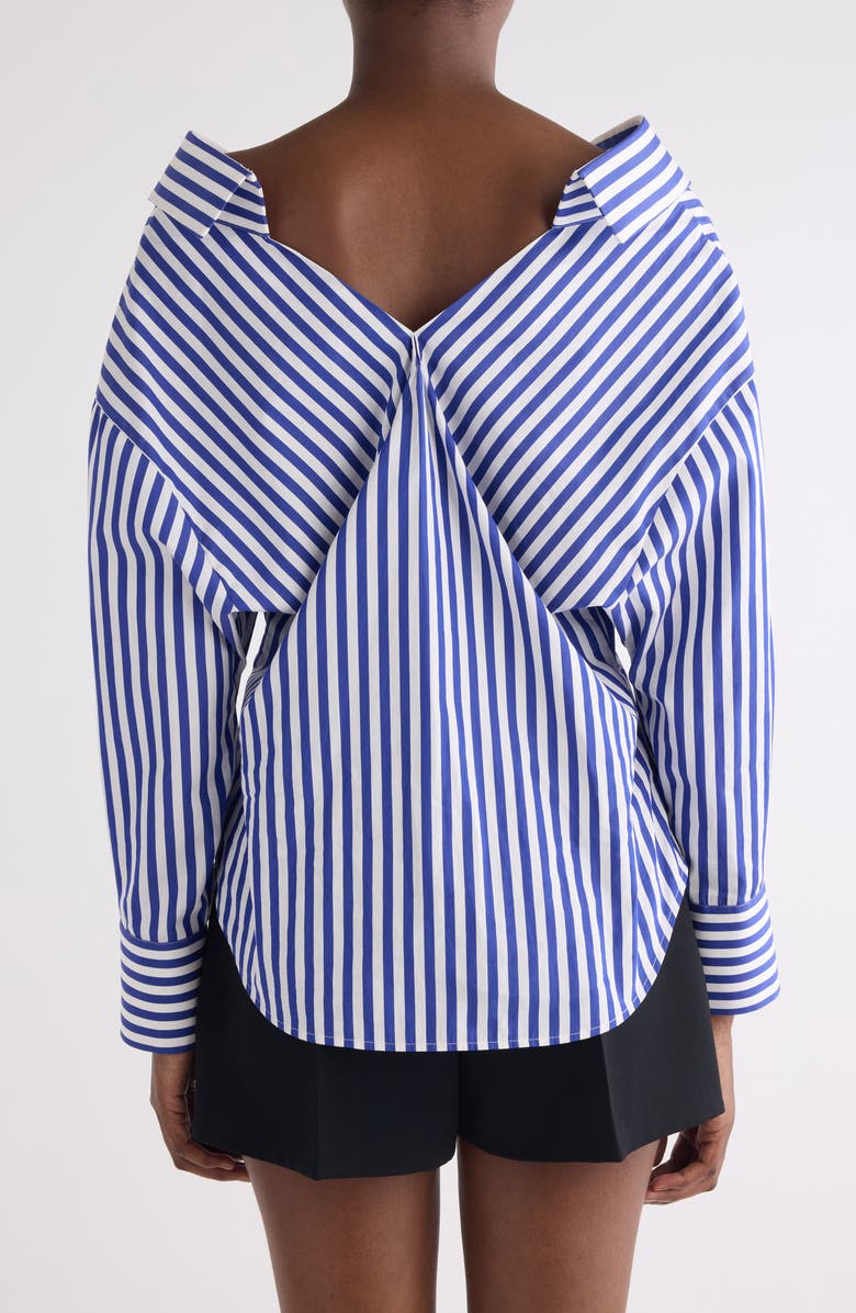 Givenchy Stripe Cotton Open Shirt, Alternate, color, Electric Blue/ White