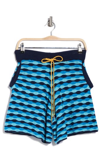 Diet Starts Monday Beach Wave Knit Shorts In Blue Wave