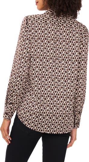 Satin Long Sleeve Button-Up Shirt