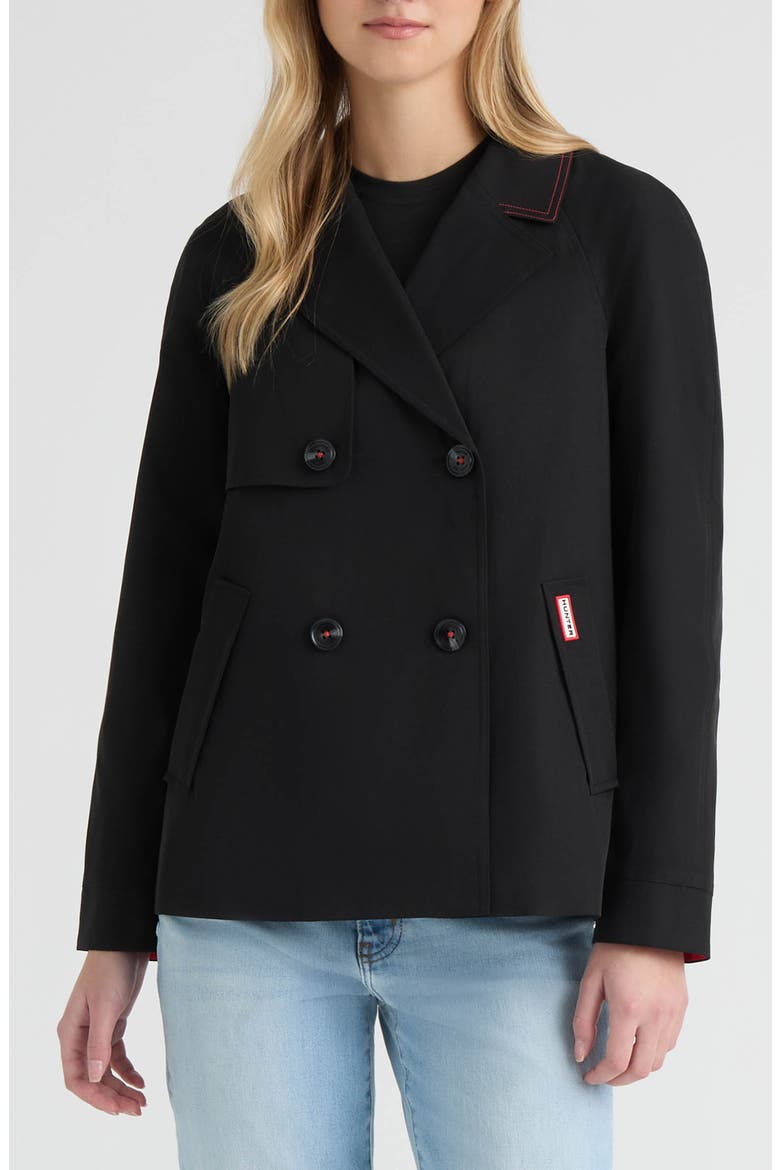 Tina Double Breasted Short Trench Coat, Main, color, BLACK