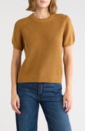 Adrianna Papell Ribbed Crewneck Short Sleeve Sweater