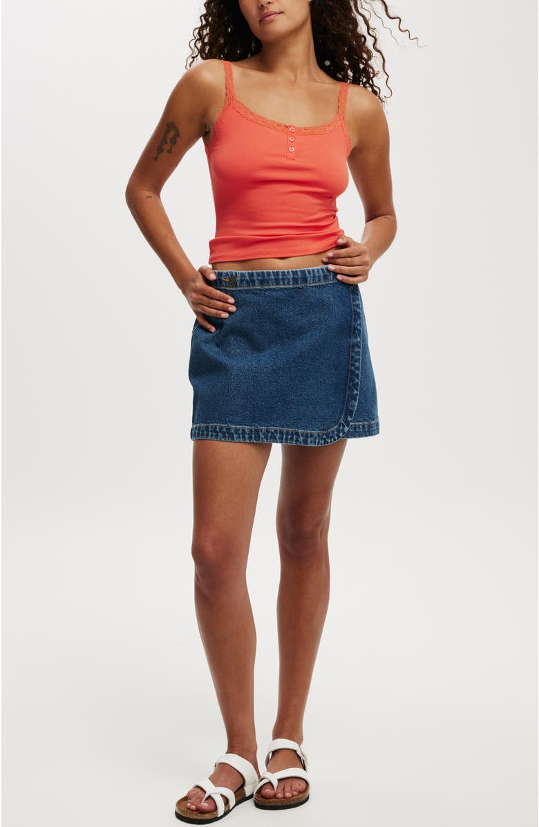 Cotton On Women's Wrapped Denim Mini Skirt, Alternate, color, 