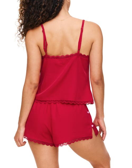 Adore Me Kiora Cami And Shorts Pajama Set In Dark Red