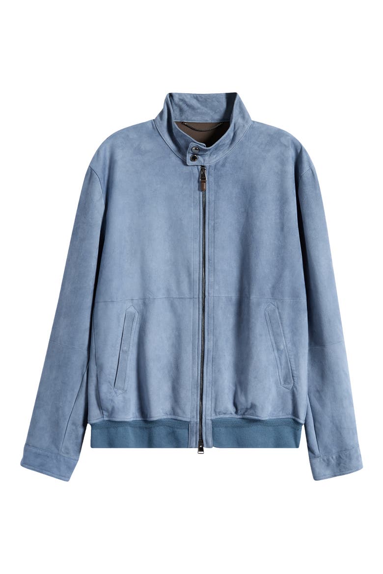 Suede Bomber Jacket, Alternate, color, BLUE