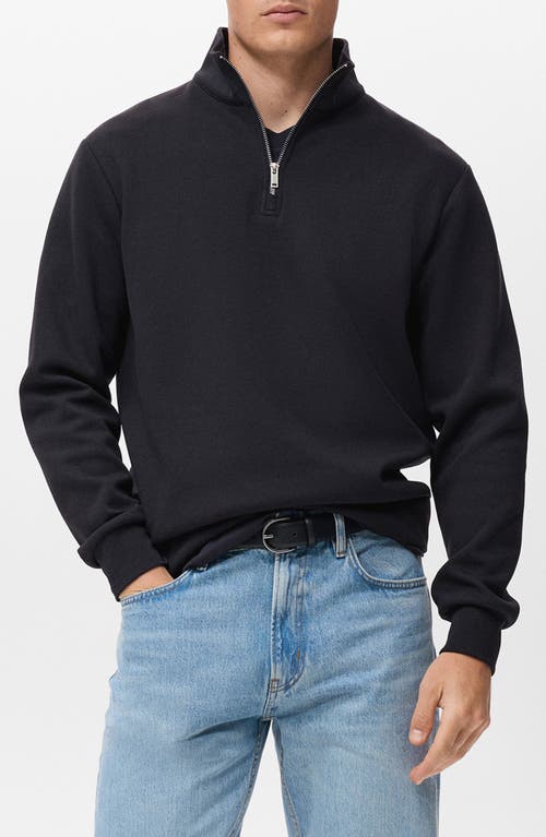 Mango Quarter Zip Sweatshirt In Black