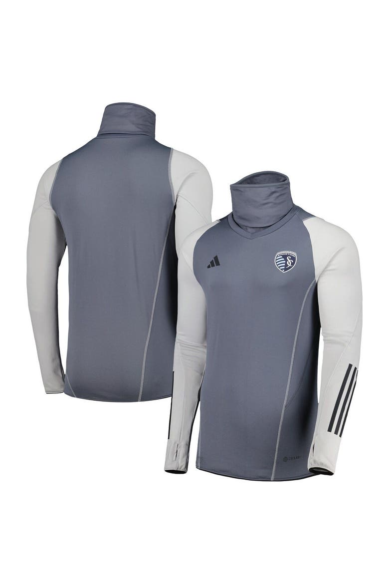 Men's adidas Gray Sporting Kansas City Warm Raglan COLD.RDY Top, Main, color, Gray