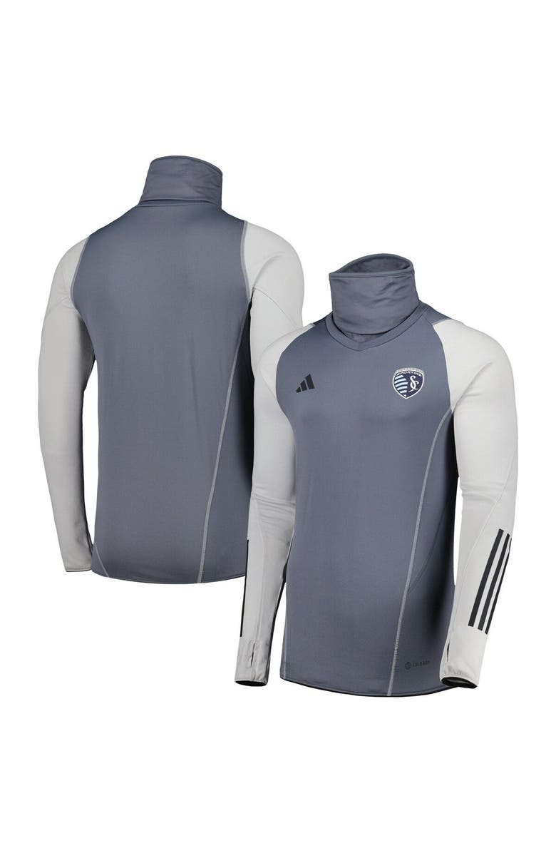 adidas Men's adidas Gray Sporting Kansas City Warm Raglan COLD.RDY Top, Main, color, Gray