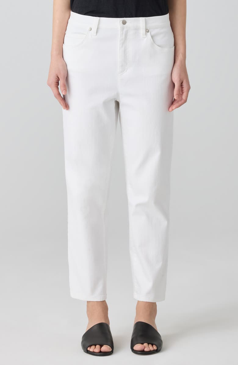 Eileen Fisher High Waist Crop Straight Leg Jeans, Main, color, White