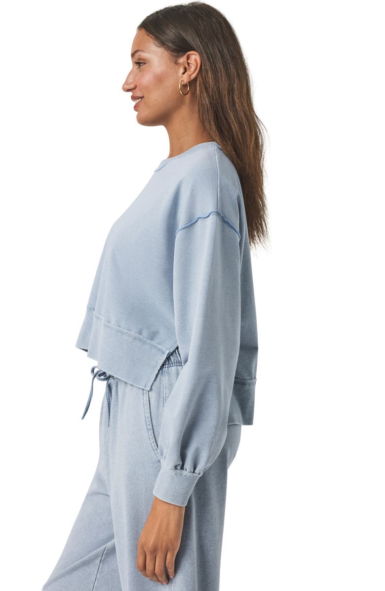 Splendid Hayden Off the Shoulder Sweatshirt, Alternate, color, Bleached Indigo