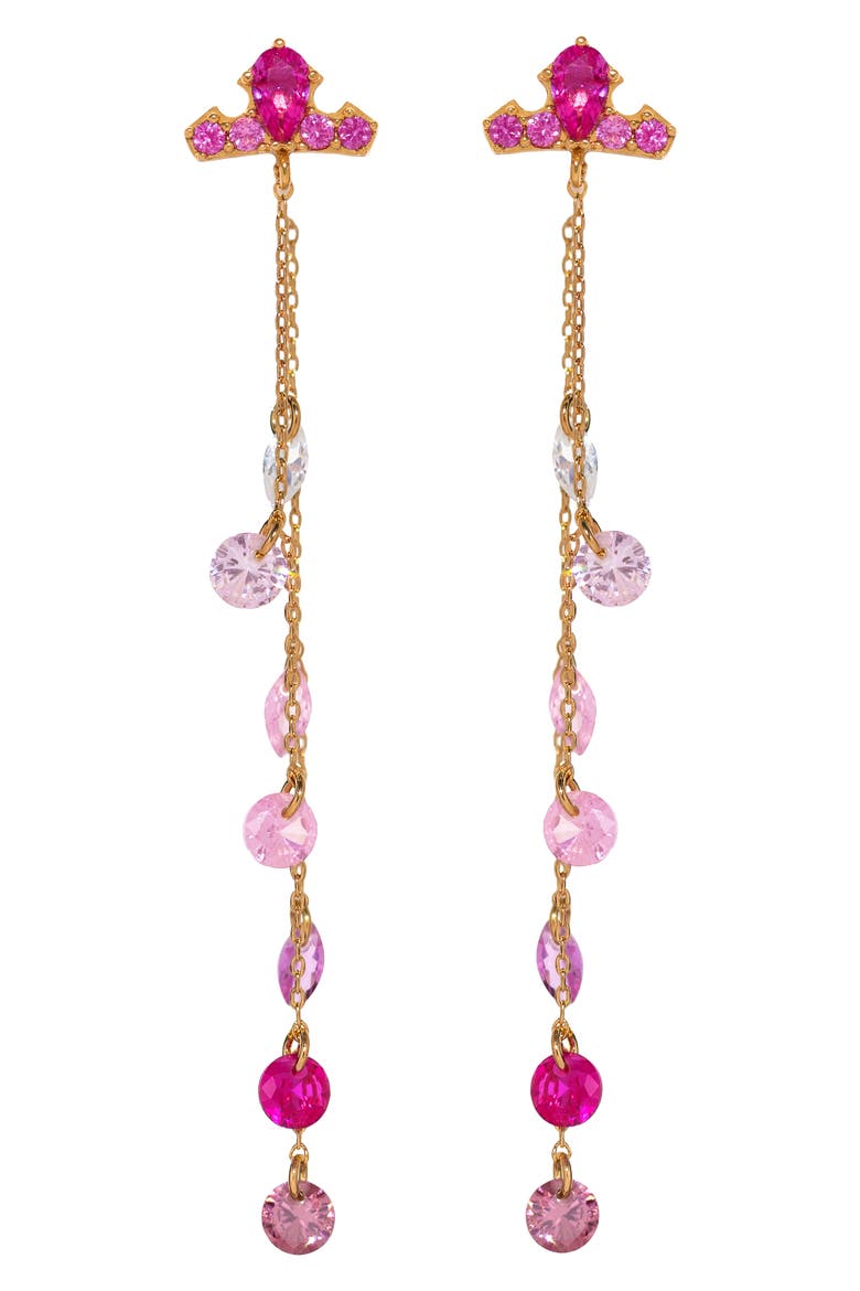 Disney Aurora Crown Drop Earrings, Main, color, PINK/ GOLD