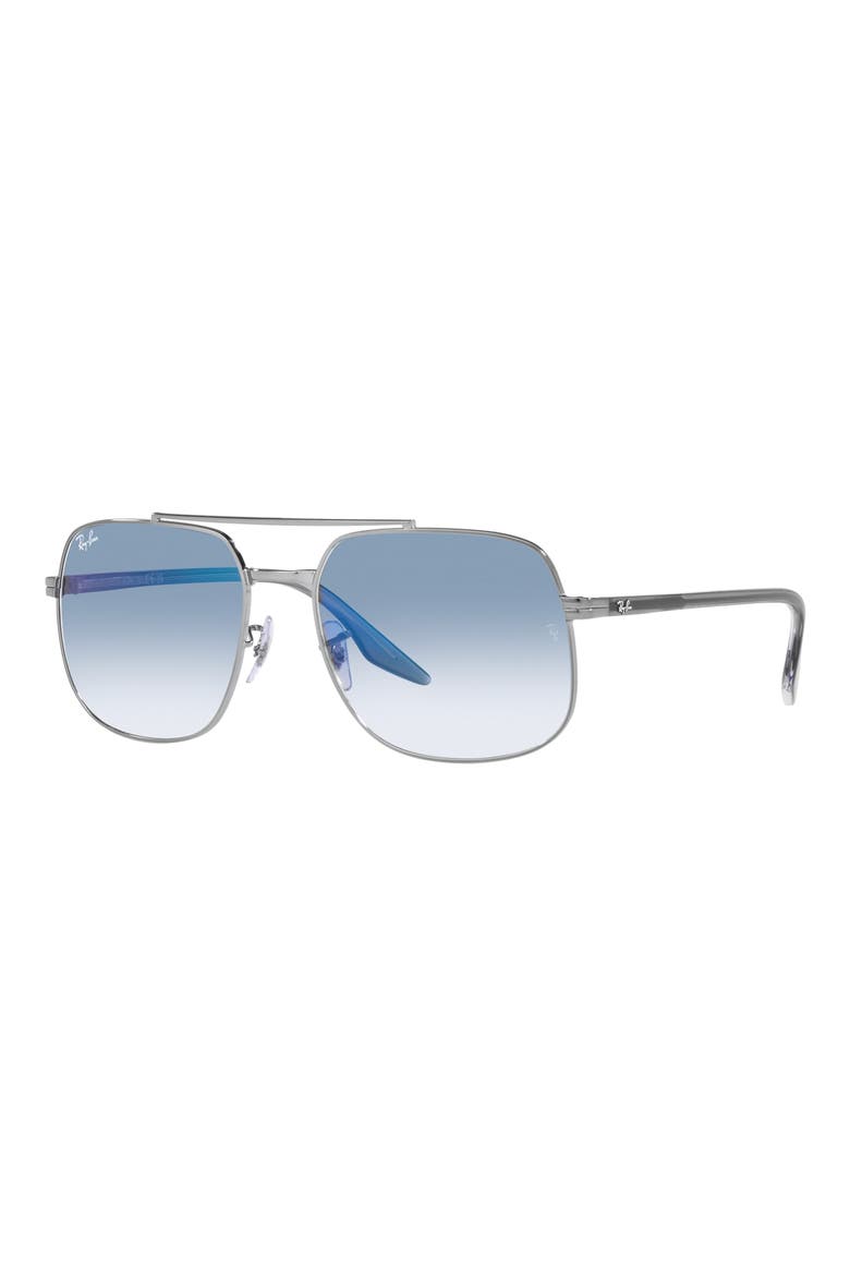 56mm Gradient Square Sunglasses, Alternate, color, GUNMETAL
