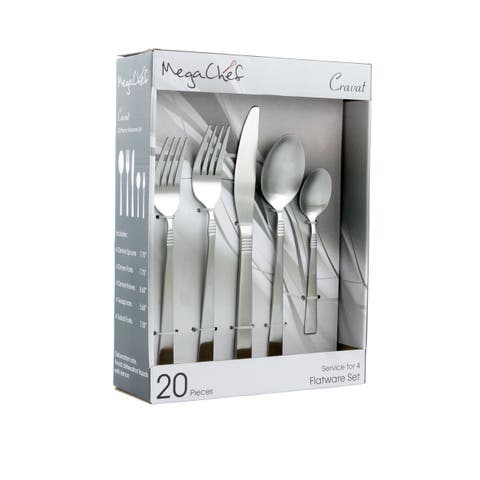 Cravat 20 Piece Flatware Utensil Set, Stainless Steel Silverware Metal Service for 4