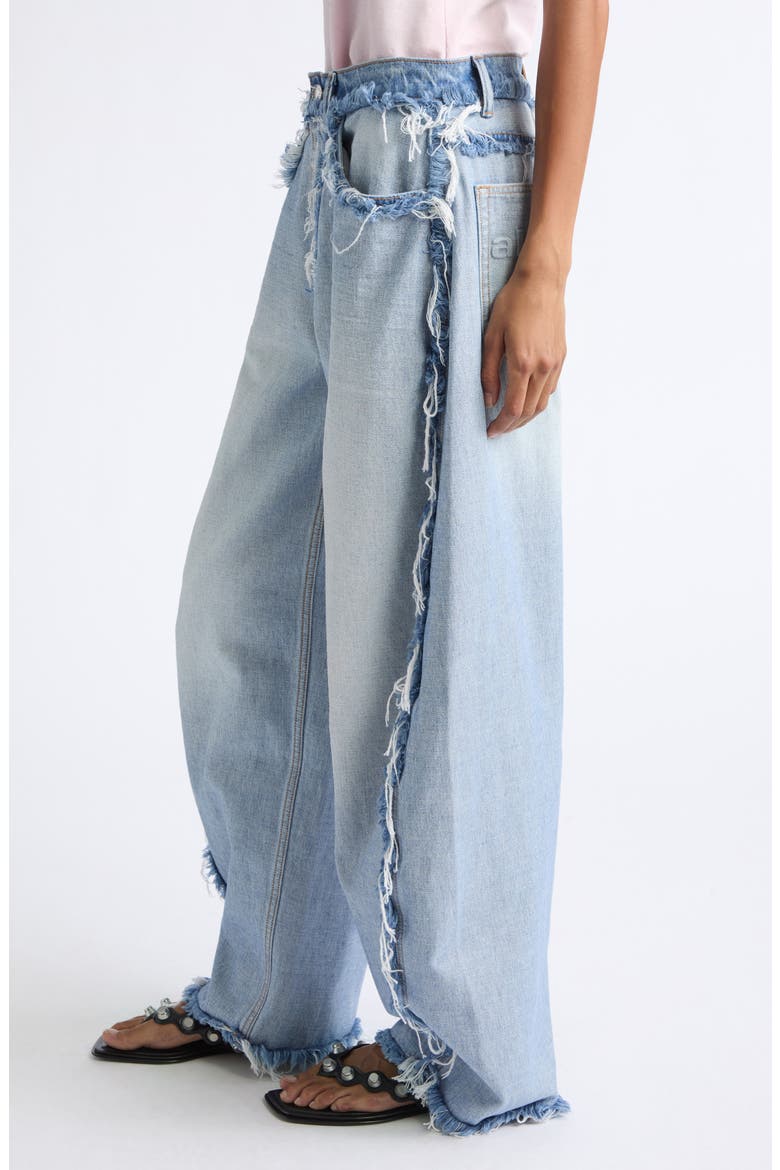 Inverted Blow Up Frayed Barrel Leg Jeans, Alternate, color, INVERTED BLEACH BLUE