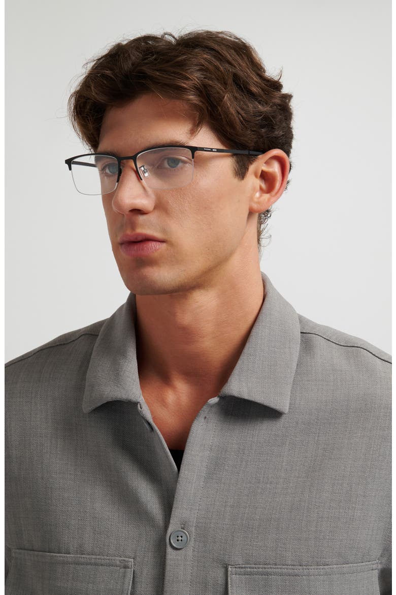 55mm Rectangular Optical Glasses, Alternate, color, MATTE BLACK