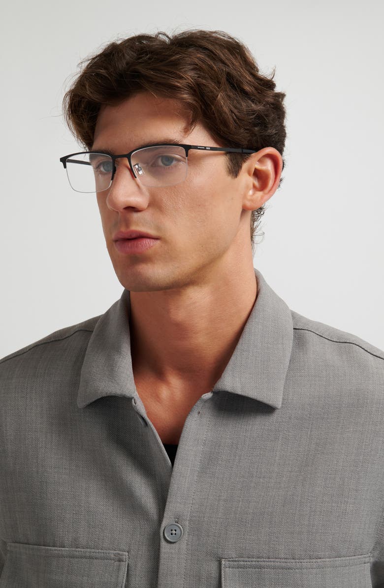 HUGO 55mm Rectangular Optical Glasses, Alternate, color, 