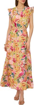 Halogen® Ruffle Cap Sleeve Tiered Maxi Dress
