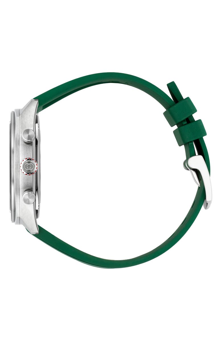 Gucci Interlocking G Chronograph Rubber Strap Watch, 41mm, Alternate, color, Green