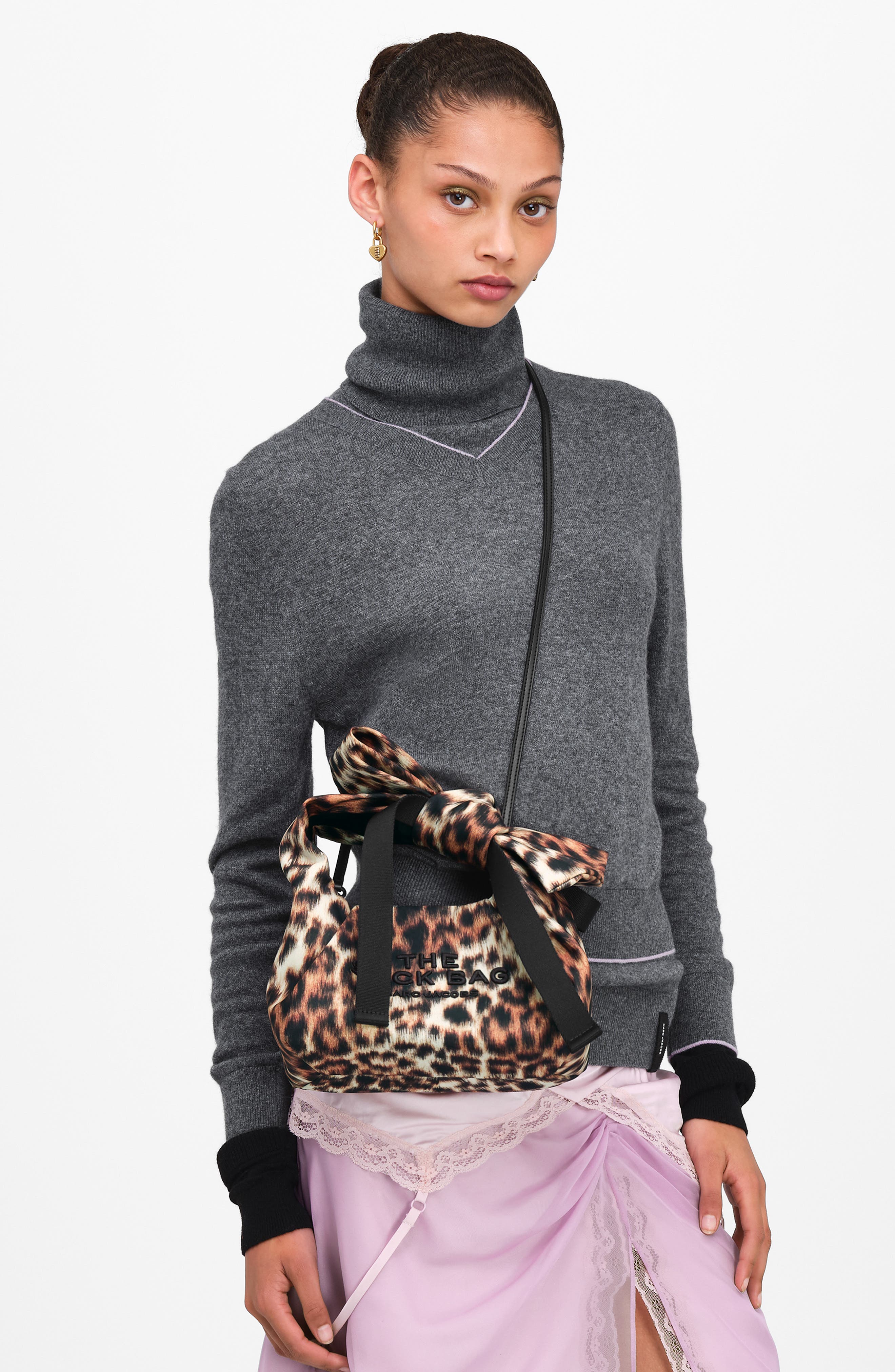 Mini Leopard Print Bow Sack Bag, Alternate, color, BROWN MULTI