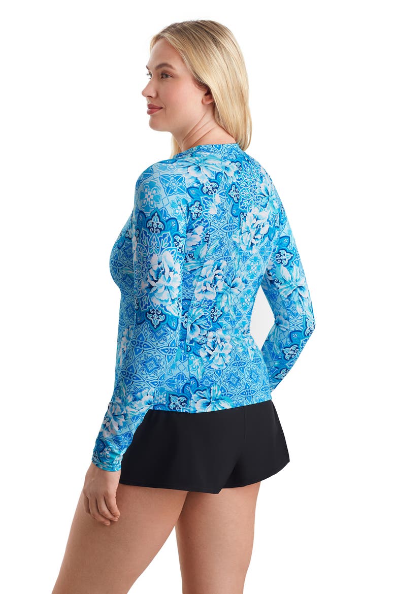 Long Sleeve Full Zip Chlorine Resistant Sunshirt, Alternate, color, Barcelona Blues