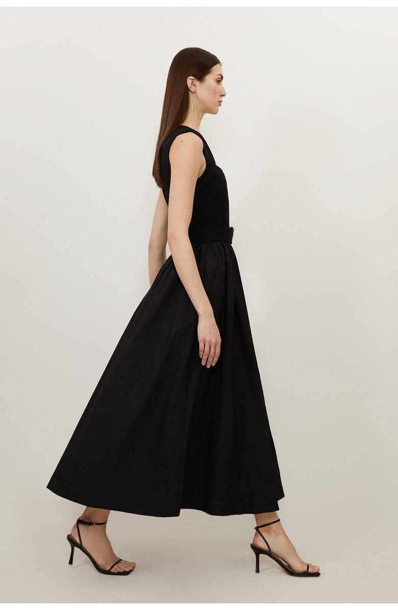 Karen Millen Square Neck Belted Maxi Dress, Alternate, color, Black