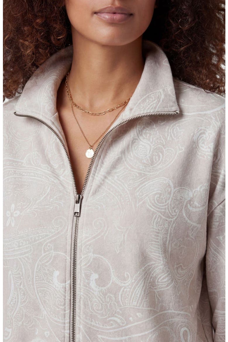 Paisley Explosion Womens Cropped Zip Jacket, Alternate, color, PAISLEY EXPLOSION IVORY