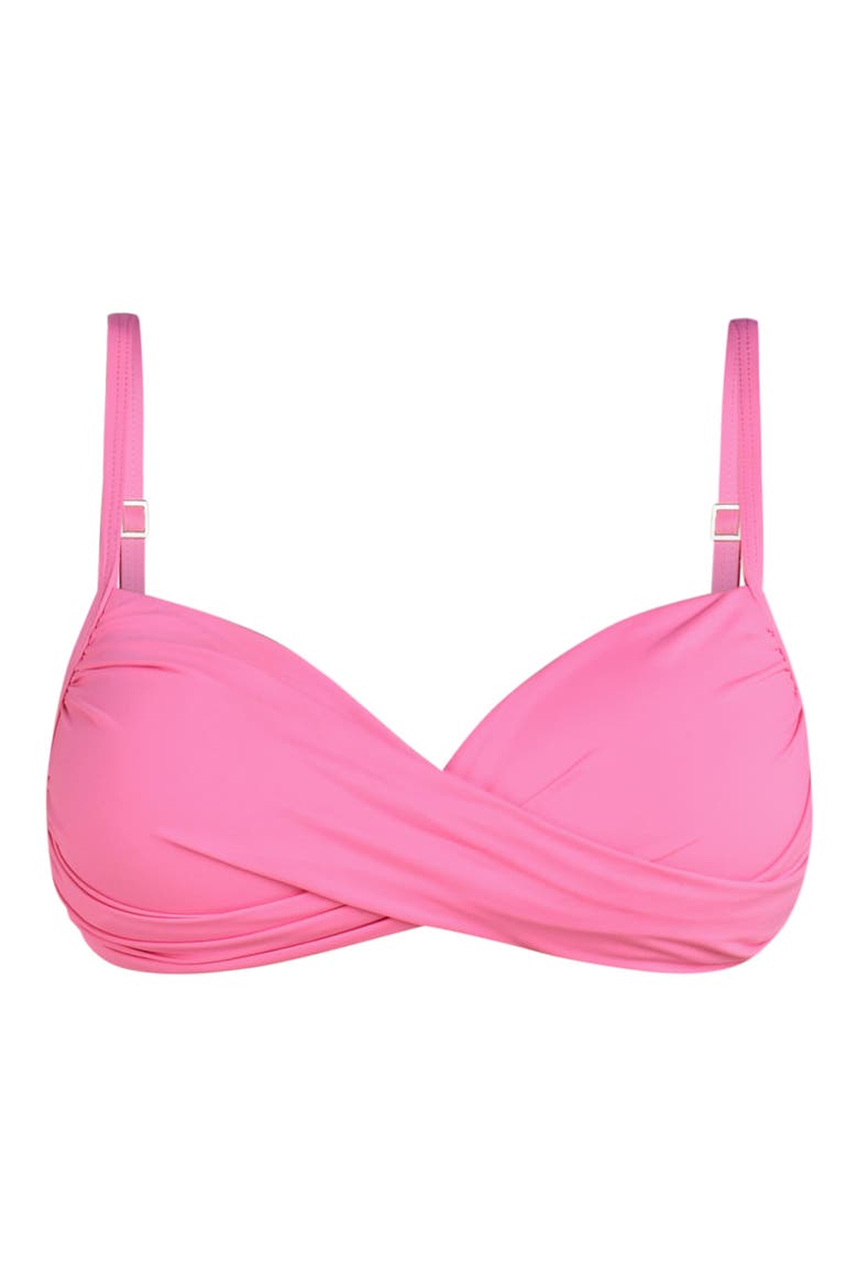 Island Goddess Wrap Bikini Top, Alternate, color, ROSE PINK