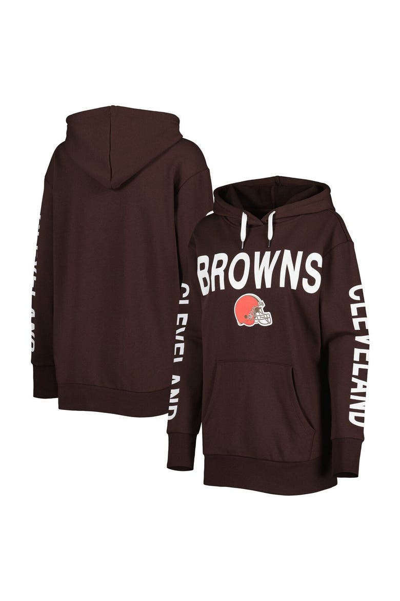 Women's G-III 4Her by Carl Banks Brown Cleveland Browns Extra Point Pullover Hoodie, Main, color, Brown