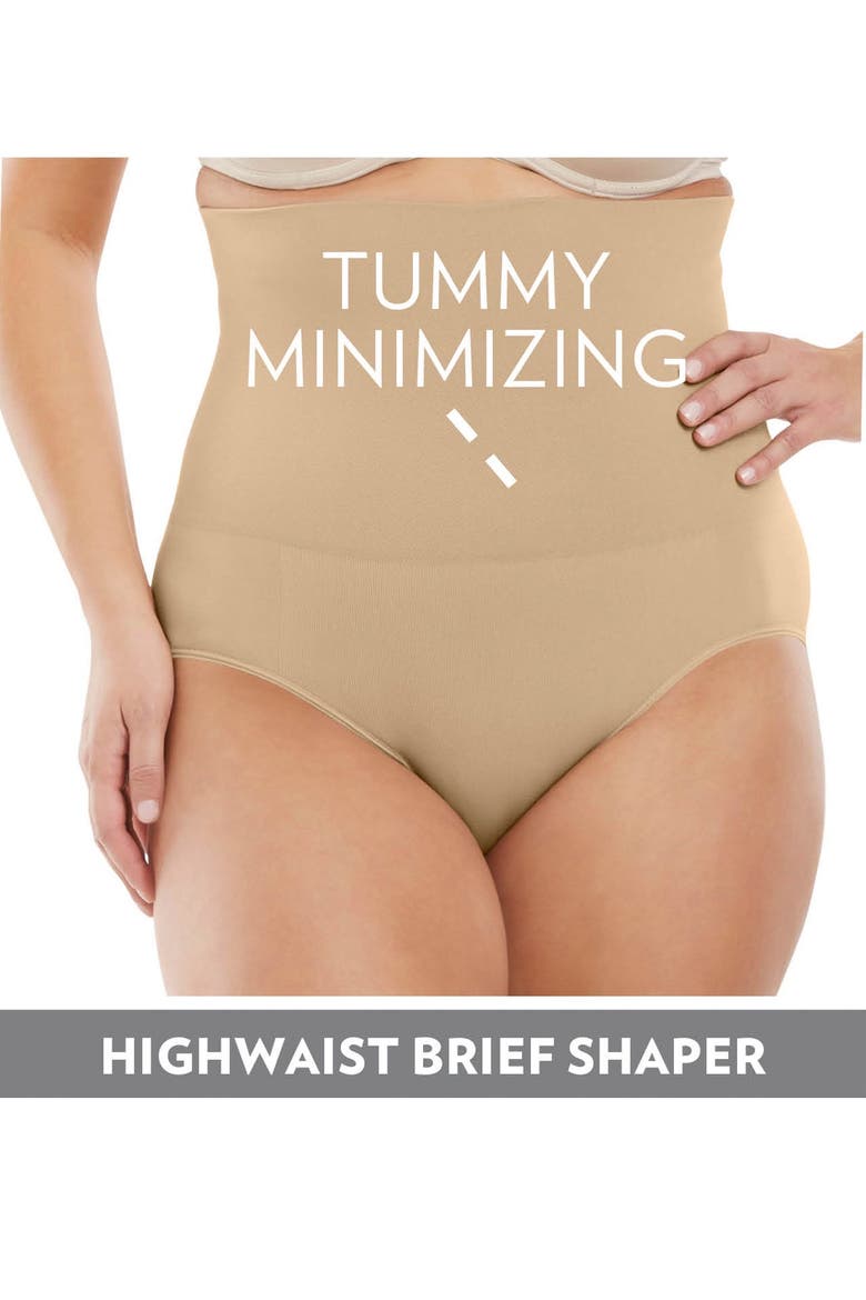 Instant Shaper Medium Control Seamless High Waist Brief, Alternate, color, NUDE