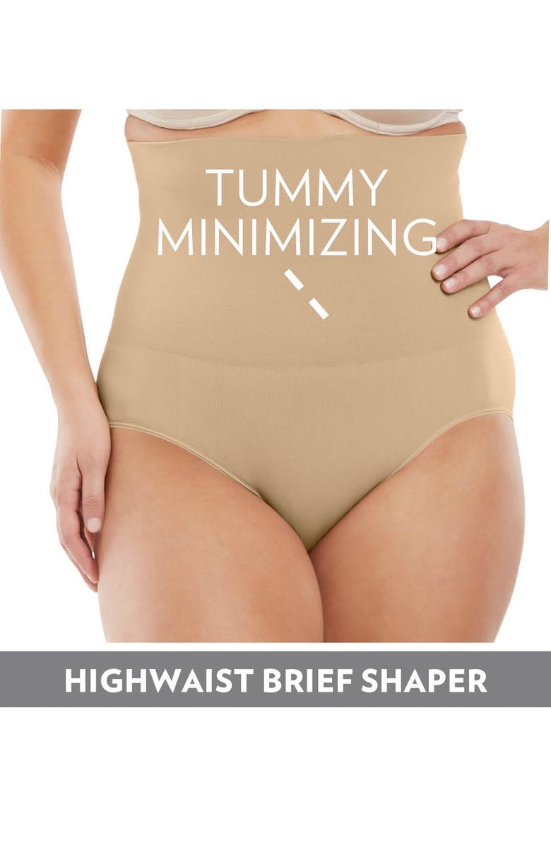 Secret Solutions Instant Shaper Medium Control Seamless High Waist Brief, Alternate, color, Black