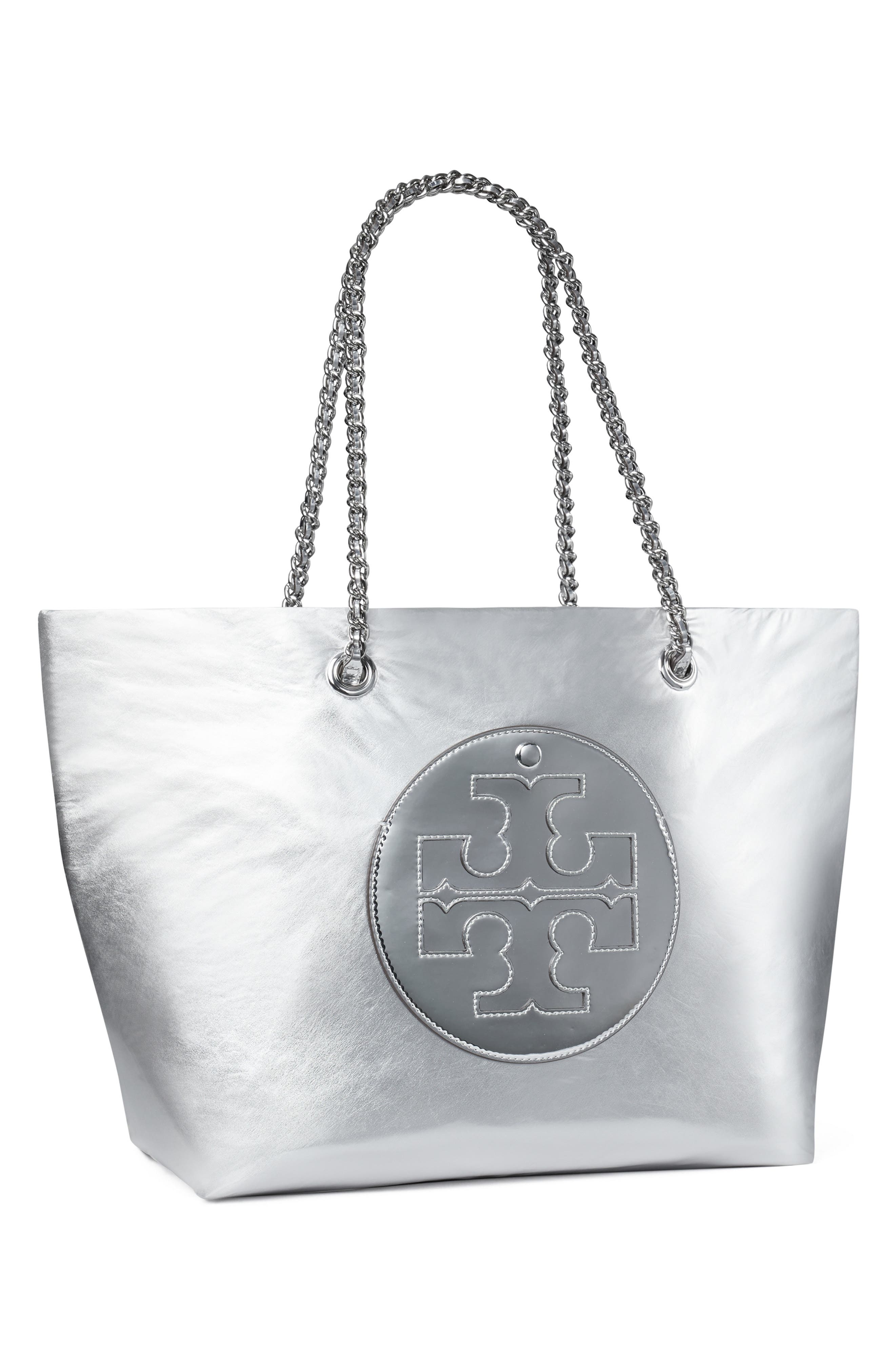 Tory Burch Ella Metallic Faux Leather Tote, Alternate, color, 