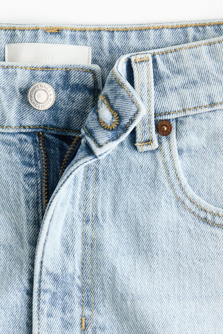 High-waisted Denim Shorts, Alternate, color, Light denim blue